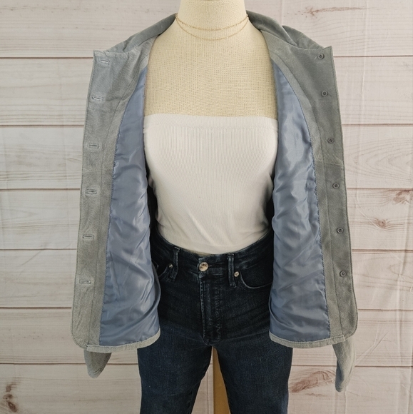 Vintage J Marco Tailored Suede Jacket in Cool Blue Size Large - Picture 4 of 12